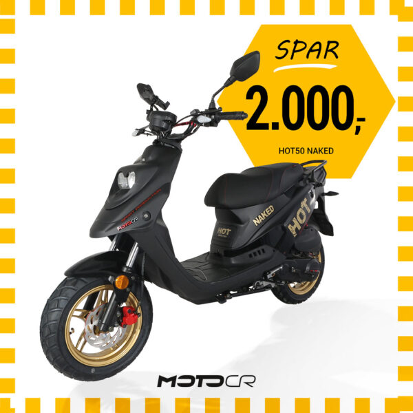 MotoCR Hot50 SP Naked 4T E5 EFI (mat sort/guld) Inkl. klargøring/nr.plade. (kontakt os, for lager status)